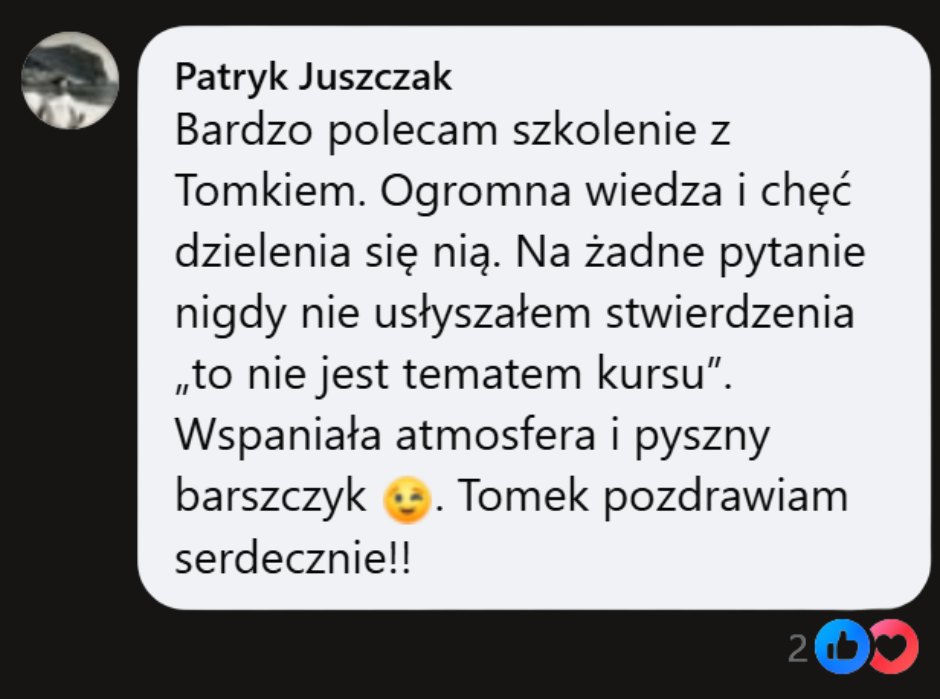 Opinia uczestnika szkolenia Tomasza Ciaputy