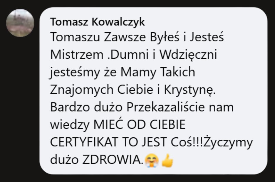 Opinia uczestnika szkolenia Tomasza Ciaputy